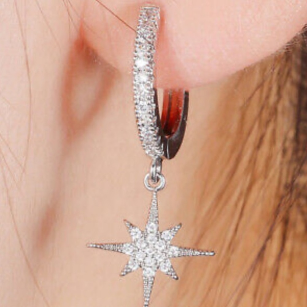 New 925 Sterling silver Moon Star Earrings - Picture 3 of 7